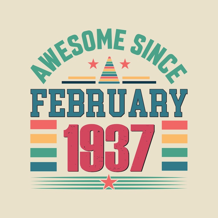 Vector awesome desde febrero de 1937 nacido en febrero de 1937 vintage retro vector de citas de cumpleaños diseño
