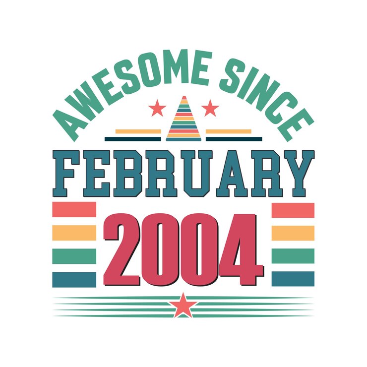 Vector awesome desde febrero de 2004 nacido en febrero de 2004 cumpleaños retro diseño vectorial de citas vintage