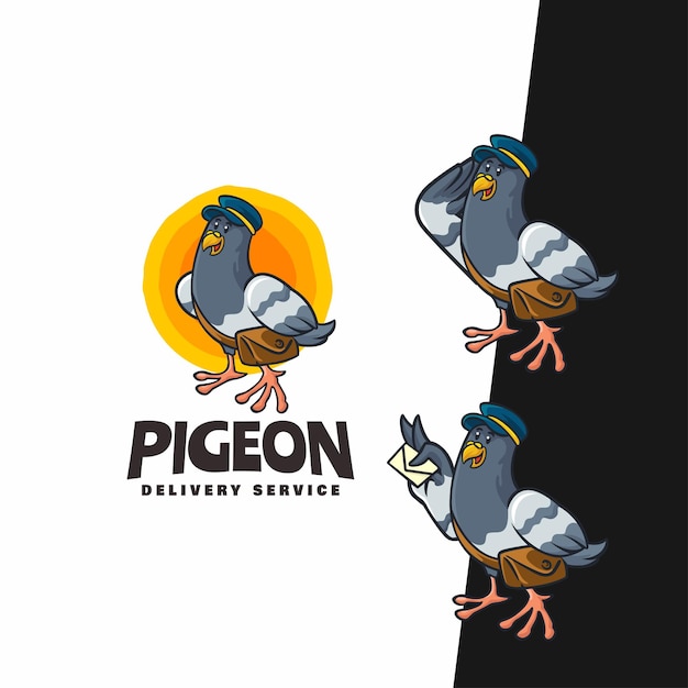 Awesome pigeon mascot cartoon logo template - animal mascot sett