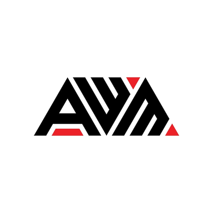 Vector awm diseño de logotipo de letra triangular con forma de triángulo awm diseño del logotipo triangular monograma awm plantilla de logotipo vectorial triangular awm con color rojo awm logotipo triangular simple elegante y lujoso logotipo awm