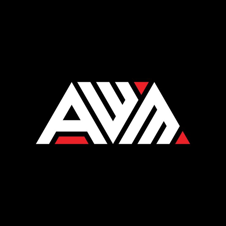 Vector awm diseño de logotipo de letra triangular con forma de triángulo awm diseño del logotipo triangular monograma awm plantilla de logotipo vectorial triangular awm con color rojo awm logotipo triangular simple elegante y lujoso logotipo awm