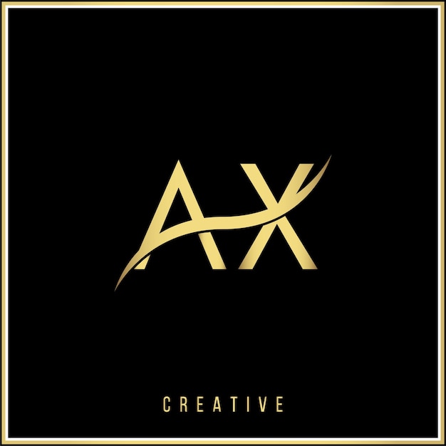 AX Creative Golden Latter Logo Diseño Minimal Latter Logo en el logotipo de ilustración vectorial de color dorado.