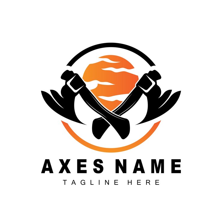 Vector ax logo design war tool ilustración y vector de leñador