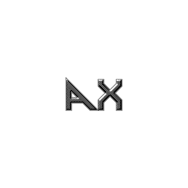 Vector ax monograma diseño del logotipo letra texto nombre símbolo monocromo logotipo alfabeto carácter logotipo simple