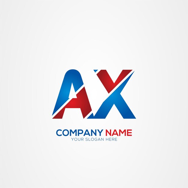 AX o XA Creative Modern Letters Diseño del logotipo Elemento rojo y azul