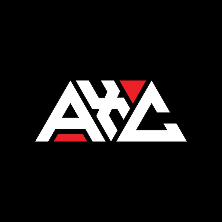 Vector axc triángulo letra diseño de logotipo con forma de triángulo axc logotipo triángulo diseño monograma axc modelo de logotipo vectorial triángulo con color rojo logotipo triangular axc sencillo elegante y lujoso logotipo axc