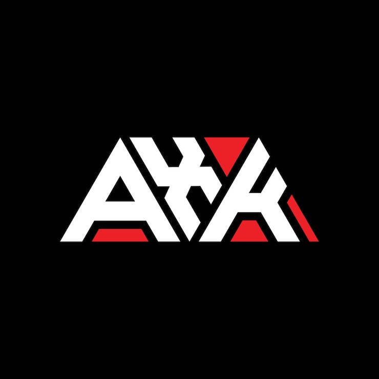 Vector axk triángulo letra diseño de logotipo con forma de triángulo axk logotipo triángulo diseño monograma axk modelo de logotipo vectorial triángulo con color rojo logotipo triangular axk sencillo elegante y lujoso logotipo axk