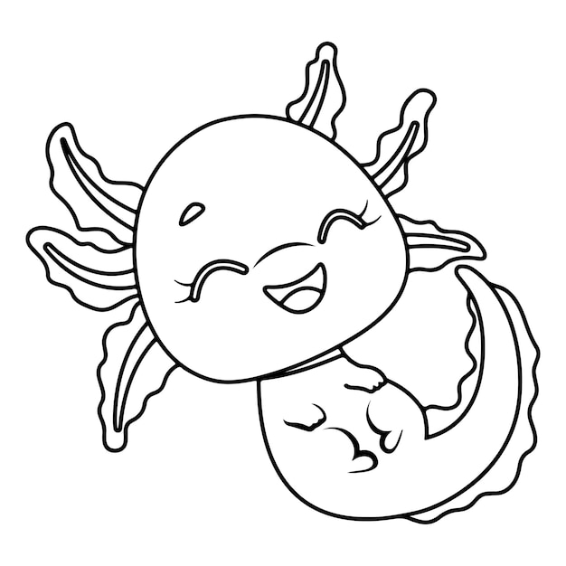 Axolotl para colorear para niños premium vector | Vector Premium Axolotl para colorear para niños premium vector | Vector Premium
