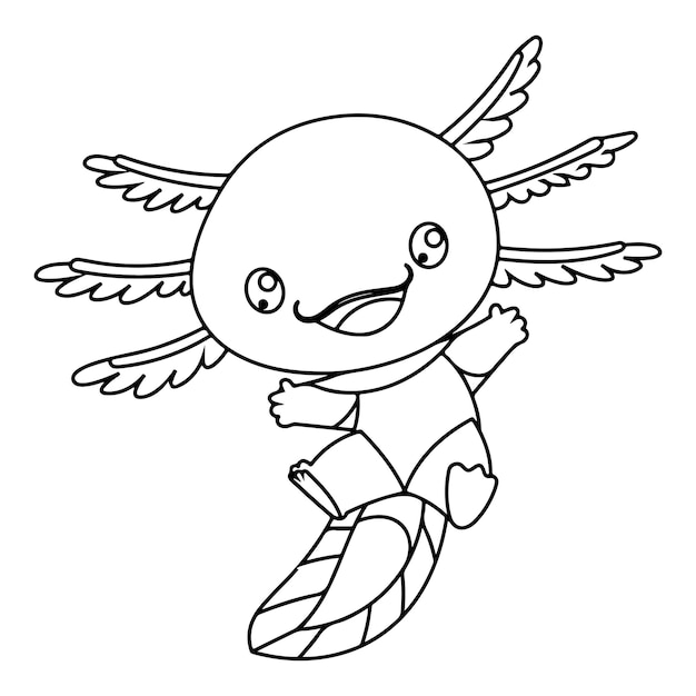 Axolotl para colorear para niños premium vector