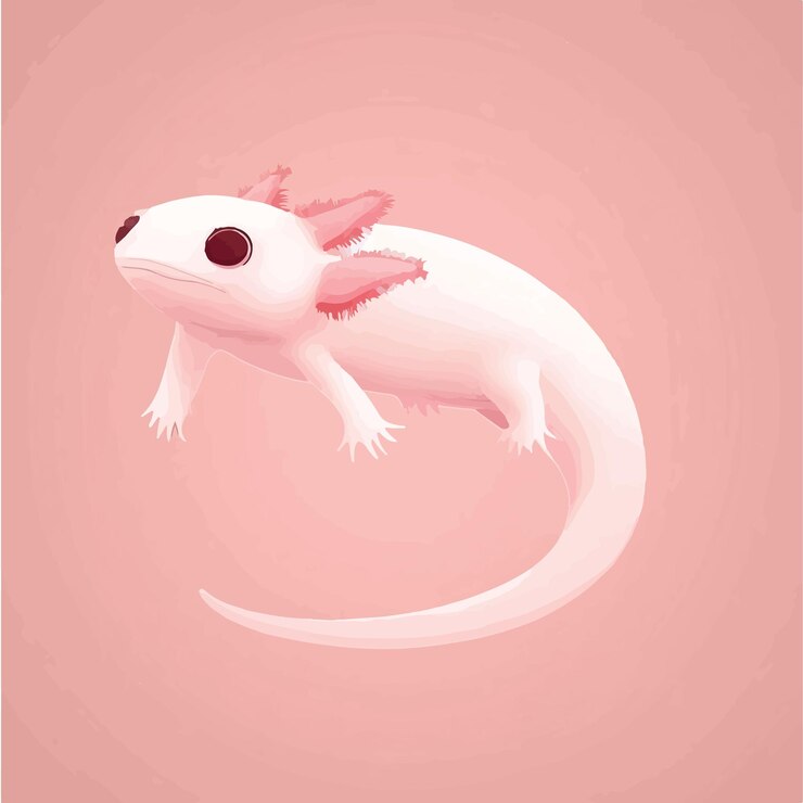 Vector axolotl juguetón nadando en un colorido mundo submarino