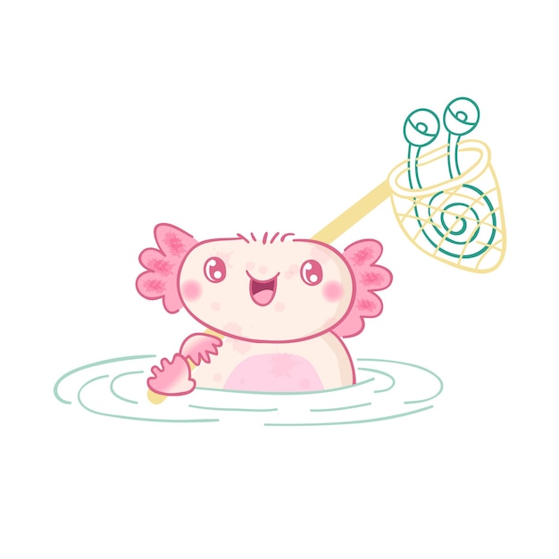 Axolotl mascota dibujos animados vector ilustración Axolotl clipart digital lindo animales acuáticos