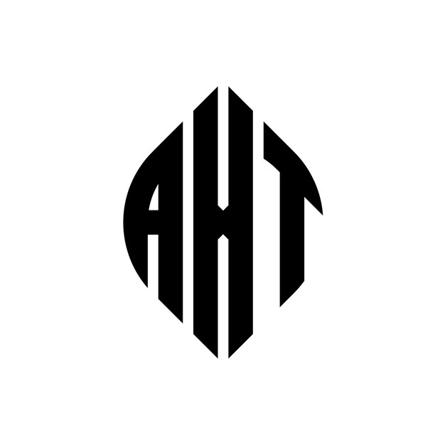 AXT diseño de logotipo de letras circulares con forma de círculo y elipse AXT letras elípticas con estilo tipográfico Las tres iniciales forman un logotipo de círculo AXT emblema de círculo Monograma abstracto Vector de marca de letra.