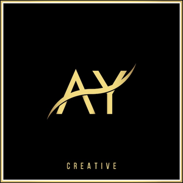 AY Creative Golden Latter Logo Diseño Minimal Latter Logo en el logotipo de ilustración vectorial de color dorado.