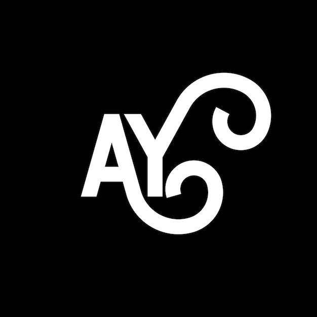 AY diseño de letra de logotipo en fondo negro AY iniciales creativas concepto de letra de logótipo ay diseño de letra AY diseños de letra blanca en fondo negro logotipo A Y a y