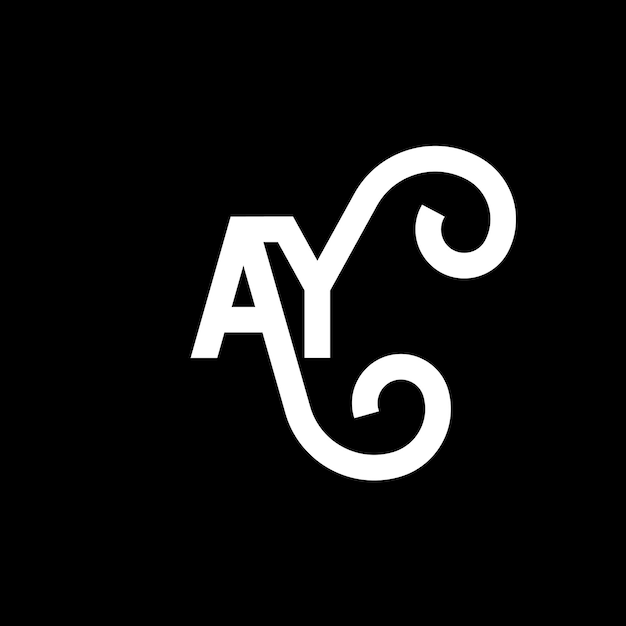AY diseño de letra de logotipo en fondo negro AY iniciales creativas concepto de letra de logótipo ay diseño de letra AY diseños de letra blanca en fondo negro logotipo A Y a y