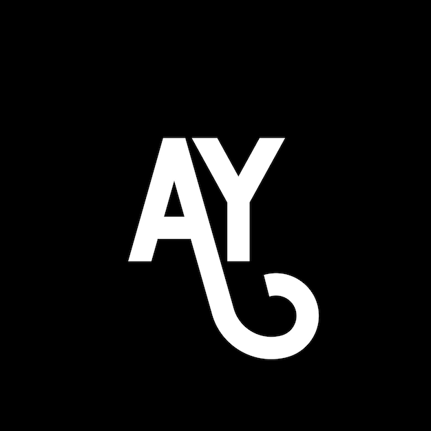 AY diseño de letra de logotipo en fondo negro AY iniciales creativas concepto de letra de logótipo ay diseño de letra AY diseños de letra blanca en fondo negro logotipo A Y a y