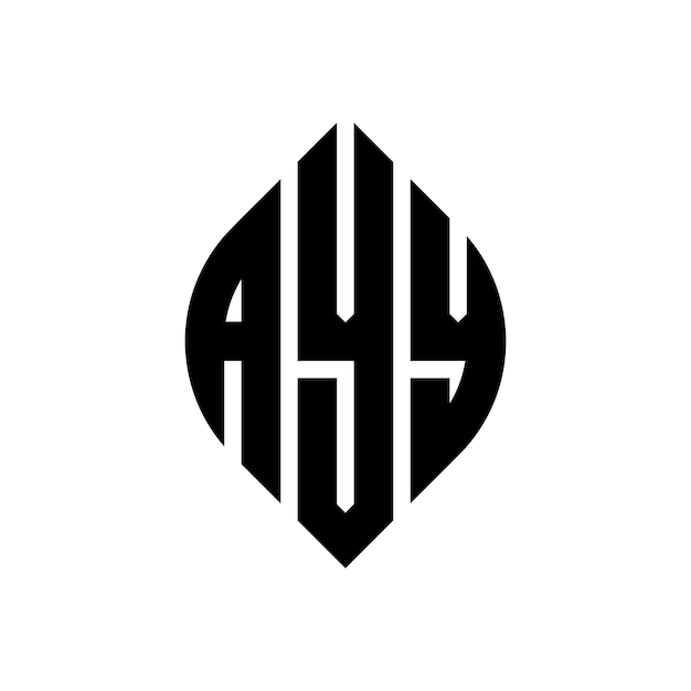 AY diseño de logotipo de letra de círculo con forma de círculo y elipse AYY letras de elipse con estilo tipográfico Las tres iniciales forman un logotipo de círculo AYY Emblema de círculo Monograma Abstracto Vector de letra de marca.