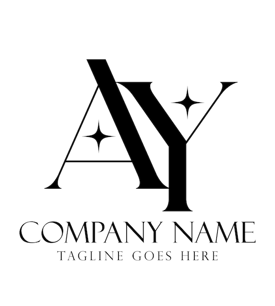 AY o YA creativas, modernas y elegantes plantillas de diseño de logotipos vectoriales para negocios de lujo