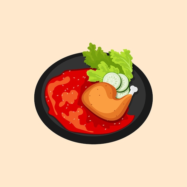 ayam geprek sambal cobek bakar ilustración de comida comida de la calle indonesia comida de la calle indonesia