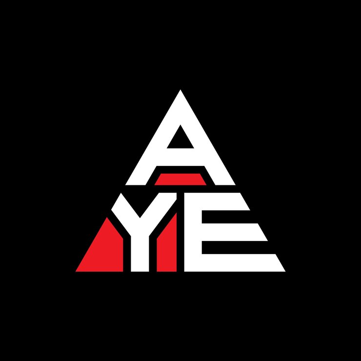 Vector aye diseño de logotipo de letra triangular con forma de triángulo aye diseño del logotipo triangular monograma aye triángulo vectorial plantilla del logotipo con color rojo aye logo triangular sencillo elegante y lujoso logotipo