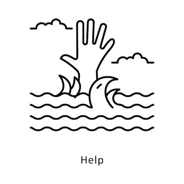 Ayuda Contorno vectorial Ilustración de diseño de icono Símbolo en fondo blanco Archivo EPS 10