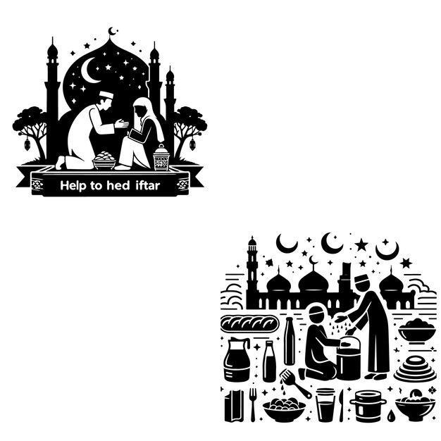 Ayuda para Iftar silueta vectorial editable cargar hacia arriba