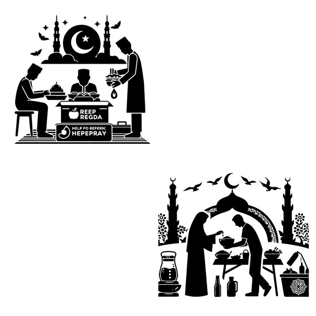 Ayuda para Iftar silueta vectorial editable cargar hacia arriba