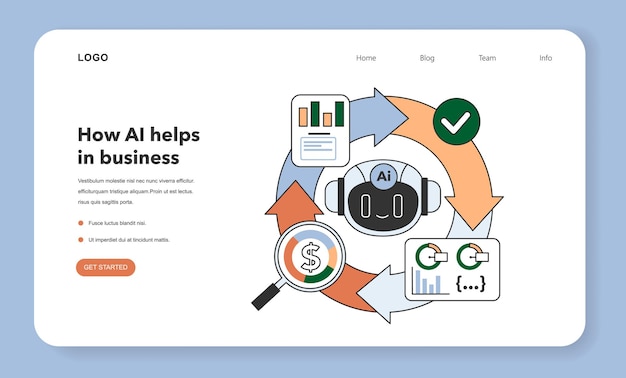Ayuda de la inteligencia artificial para el banner web de la empresa o la página de aterrizaje para la producción potenciada