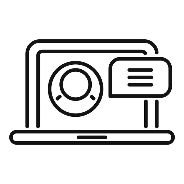 Ayuda en línea para portátiles soporte de icono contorno vector ayuda manual