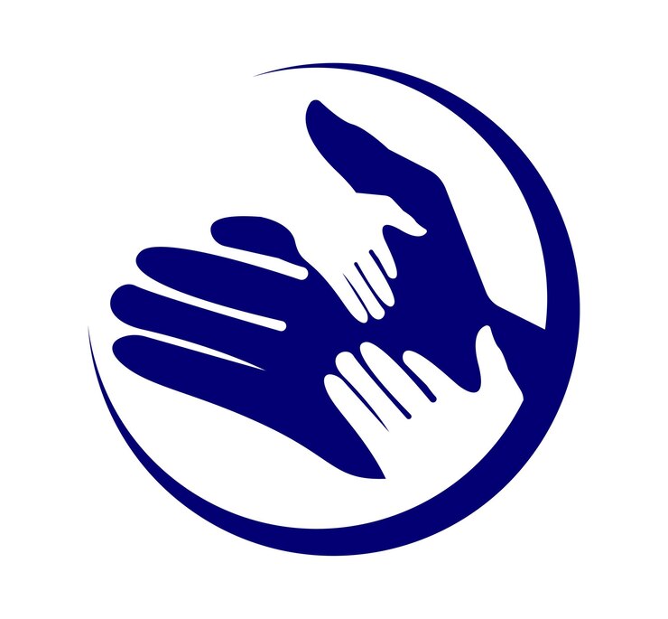 Vector ayuda manual para la adopción de logotipos y símbolos plantilla iconas aplicación
