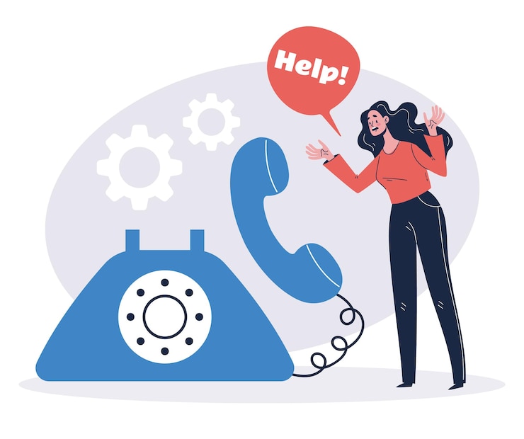 Vector ayuda telefónica en línea línea directa línea directa servicio de apoyo telefónico al cliente concepto