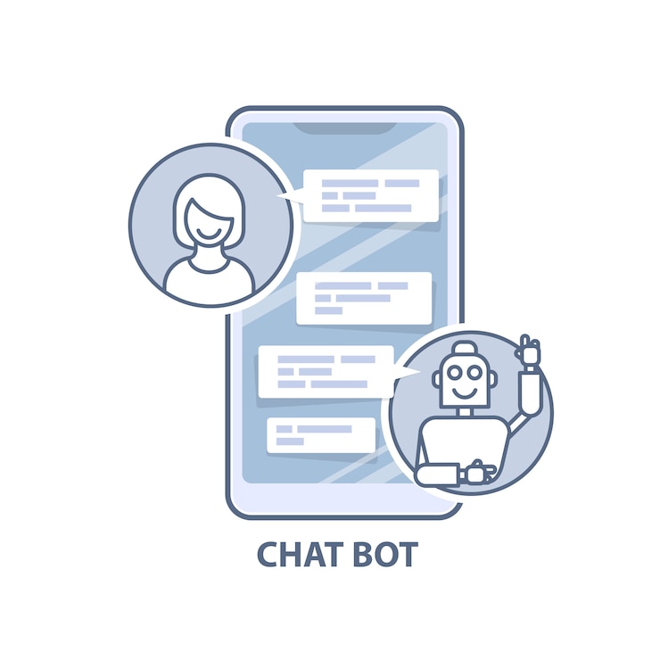 Vector ayudante de chatbot: chateando con el asistente virtual del robot enviando un mensaje en el teléfono inteligente