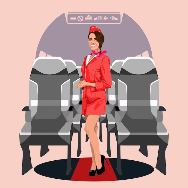 Azafata en el avión