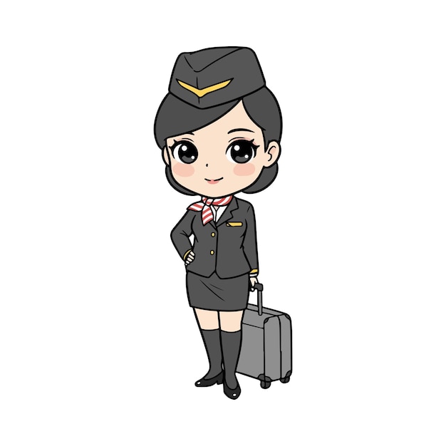 Azafata de vuelo Ilustración de dibujos animados Azafato de vuelo