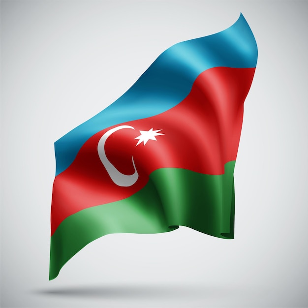 Azerbaiyán, bandera 3d aislado sobre fondo blanco.