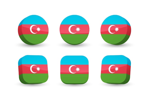 Vector azerbaiyán bandera 3d vector ilustración botón bandera de azerbaiyán aislado en blanco