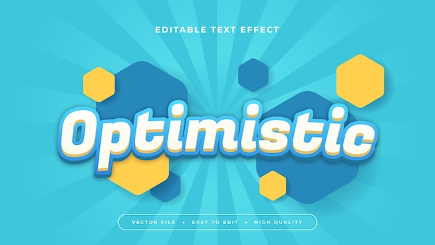 azul amarillo y blanco optimista estilo de fuente de efecto de texto 3D editable
