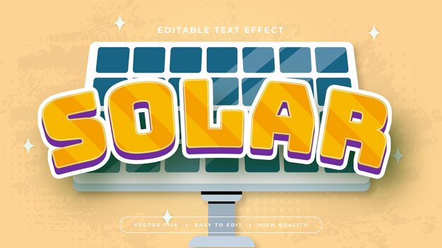 azul amarillo y blanco solar 3d estilo de fuente de efecto de texto editable