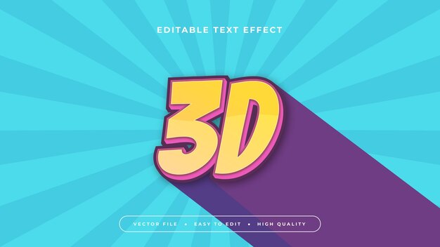 Azul amarillo y púrpura violeta 3d estilo de fuente de efecto de texto editable 3d