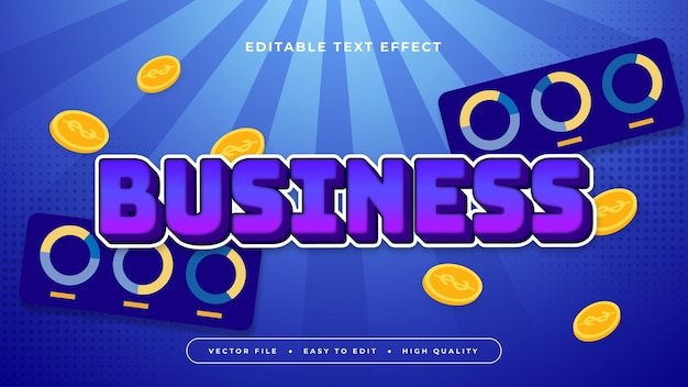 Azul amarillo y púrpura violeta negocio 3d estilo de fuente de efecto de texto editable