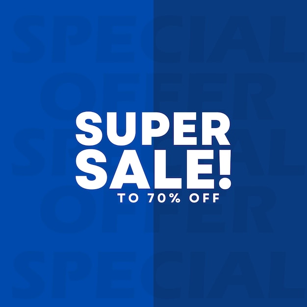 un azul aModern Super Venta Instagram Post diseño vectorial y anuncio negro para la súper venta