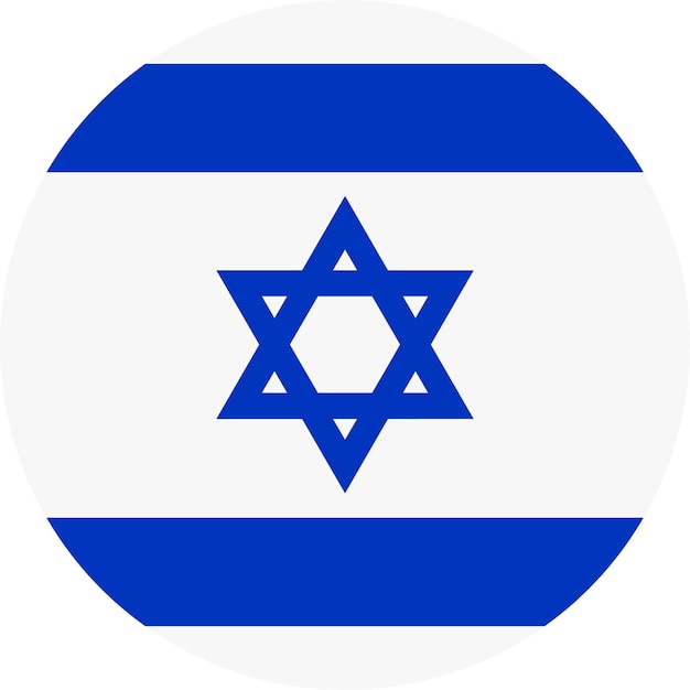 Azul blanco de la bandera nacional realista de Israel en estilo plano Ilustración vectorial