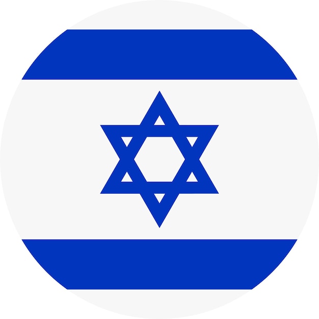 Azul blanco de la bandera nacional realista de israel en estilo plano ilustración vectorial