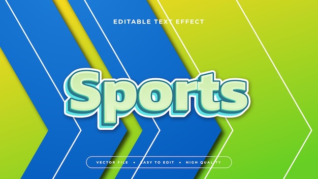 azul y blanco deportes 3D estilo de fuente de efecto de texto editable