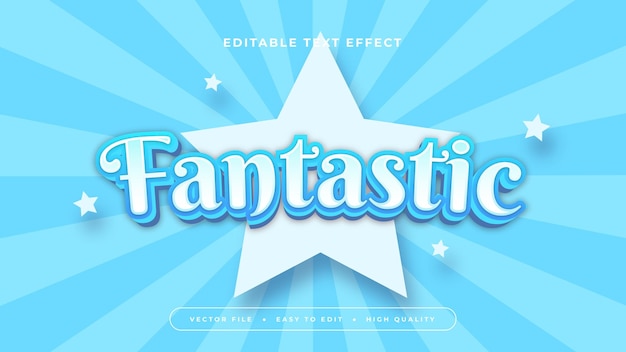 Azul y blanco fantástico estilo de fuente de efecto de texto 3D editable