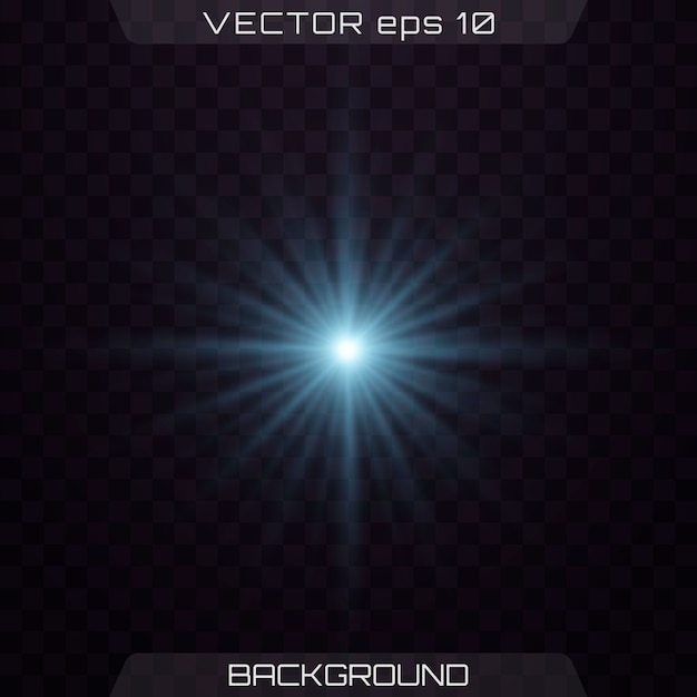 Vector azul brillante flash, paquete de destellos de lentes horizontales brillantes.