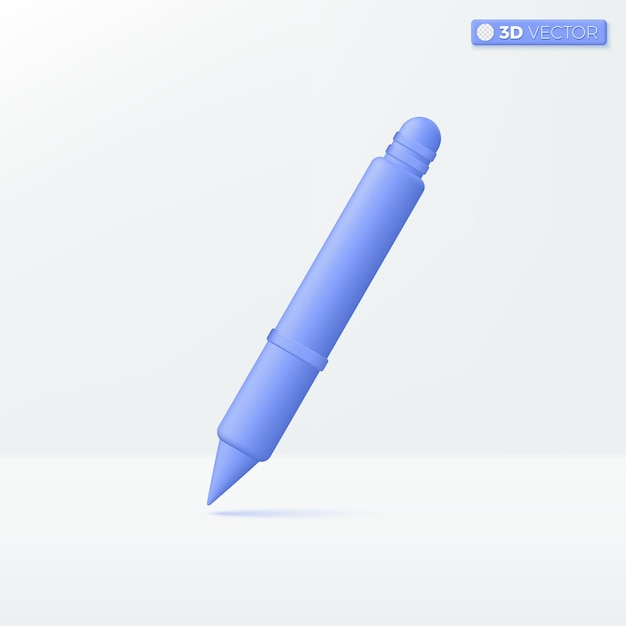 Vector azul icono de escritura símbolos pluma lápiz lápiz óptico dibujo redacción narrativa educación concepto 3d vector aislado ilustración diseño dibujos animados pastel estilo minimalista para diseño ux ui anuncio impreso