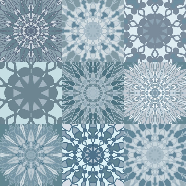 Azul, mandala, azulejo, plano de fondo, seamless