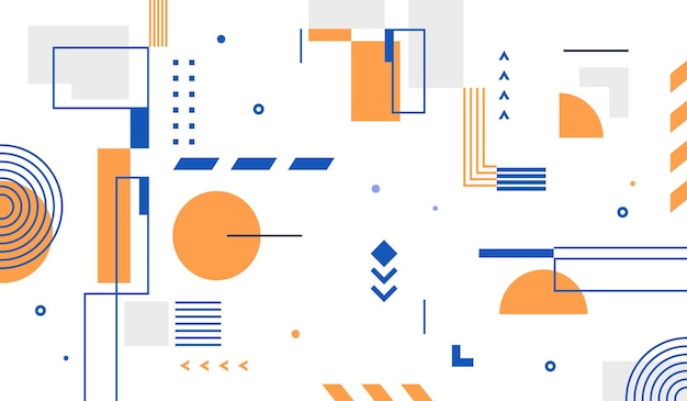 Azul y naranja varias formas y líneas de fondo geométrico abstracto ilustración vectorial