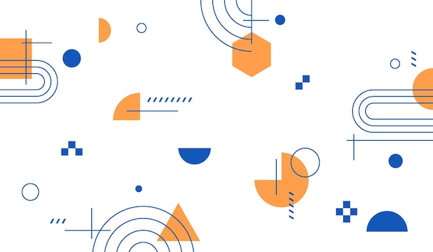 Azul y naranja varias formas y líneas de fondo geométrico abstracto ilustración vectorial